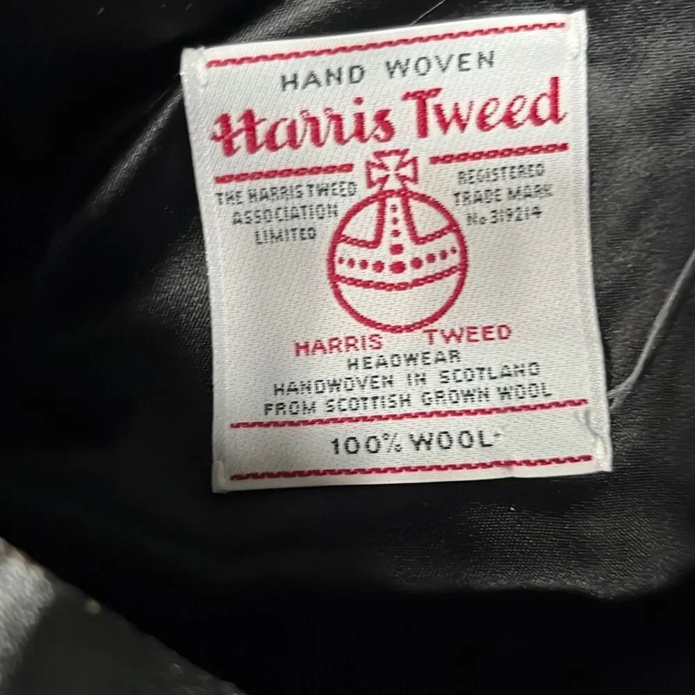 VNTG GENTS 100% WOOL HAND WOVEN  HARRIS TWEED FLAT CAP / DRIVING HAT  FROM SCOTL